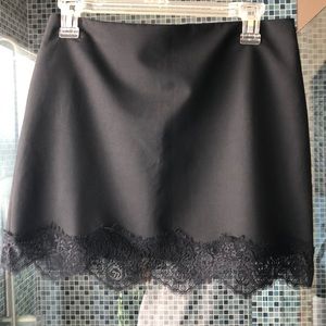 Zara mini black formal skirt with lace trim size M